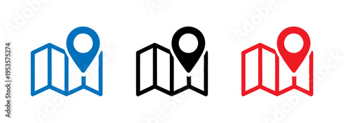 Location pins on map icons in different colors