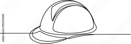 one line drawing of isolated hard hat. one line Icon drawing