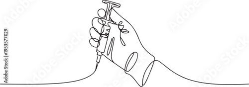 Continuous line, hand of anesthesiologist, surgery, anesthesia line art vector. one line Icon drawing