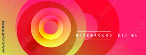 Abstract vibrant circles create dynamic gradient background. Red, yellow hues blend smoothly, offering modern aesthetic.
