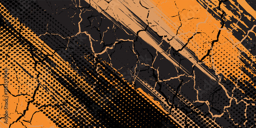 orange black brush pattern wrap car sticker banner abstract sporty lines black orange grunge brush color combination. illustration eps10.
