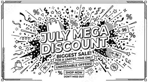 July Mega Discount Sale Banner