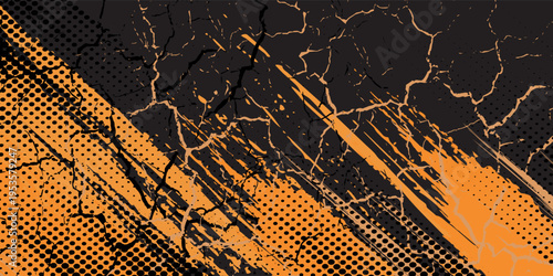 orange black brush pattern wrap car sticker banner abstract sporty lines black orange grunge brush color combination. illustration eps10.