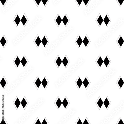 Seamless black and white geometric pattern with diamond shapes