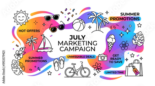 Summer Marketing Campaign Announcement with Holiday Elements
