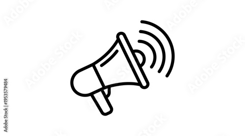Minimalist Megaphone Icon with Sound Waves