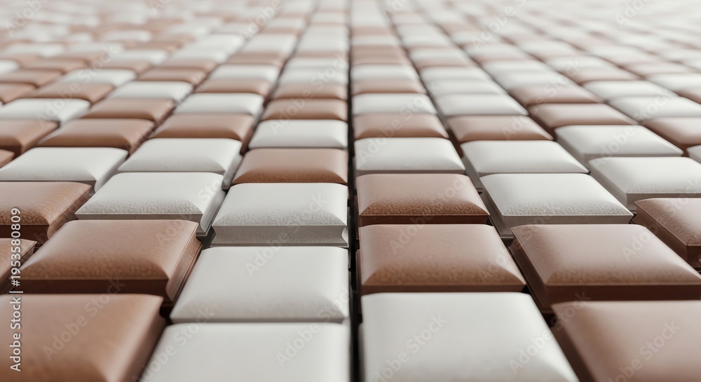 Obraz premium Abstract Pattern of Square Tiles in Brown and White Colors.