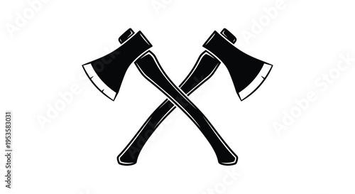 Two crossed axes depicted in a stark black and white graphic