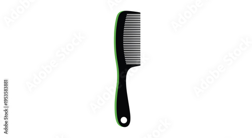 A black and green hair comb isolated on a white background
