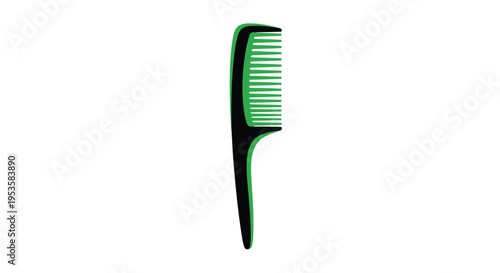 A vibrant green and black hair comb isolated on a white background