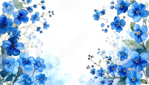 Abstract blue floral background featuring winter snowflakes and spring flower patterns for a holiday card illustration and nature wallpaper design