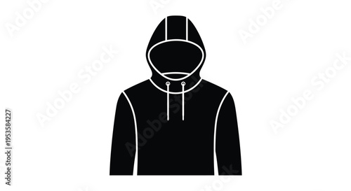 Simple black silhouette of a hooded figure showing a person s head and shoulders