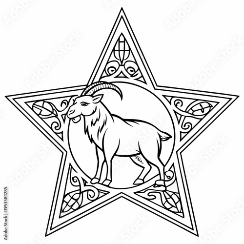 A goat standing in a star