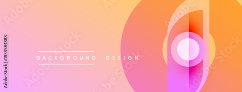 Abstract gradient background. Pink, orange, purple hues blend smoothly. Circular shapes create dynamic visual effect. Modern design element.