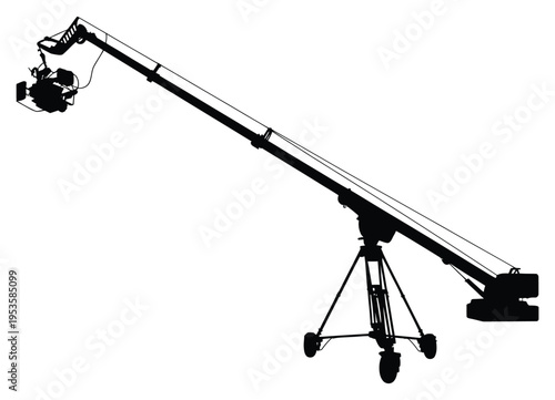 Industrial boom lift mounted on a tripod base for elevated workspace access isolated on white background, Vector, illustration