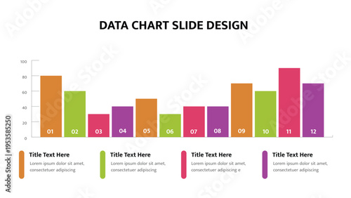 Colorful bar chart for data visualization in business reports and presentations