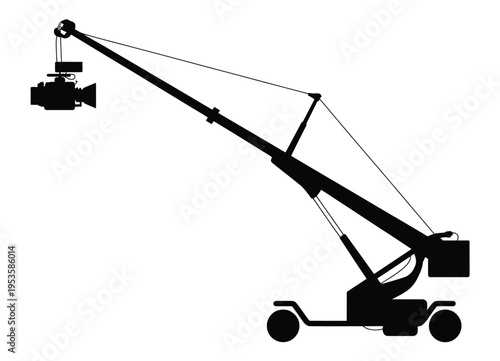 A mobile crane lifting heavy loads with an extended hydraulic arm on a construction site. isolated on white background, Vector, illustration