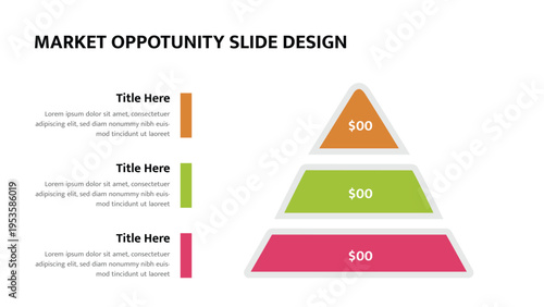 Market opportunity financial pyramid diagram with three distinct levels