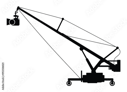 Heavy-duty crane mounted on a mobile vehicle for industrial lifting tasks isolated on white background, Vector, illustration