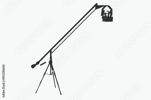 A simple illustration of a lone crane on a flat landscape under a clear sky isolated on white background, Vector, illustration