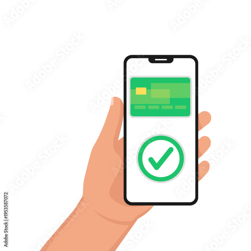 Successful Mobile Payment or Online Transaction with Smartphone and Credit Card Illustration
