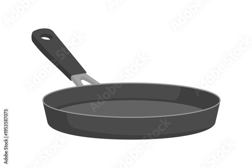Empty Frying Pan. Simple Vector Illustration of Kitchen Utensil on White Background