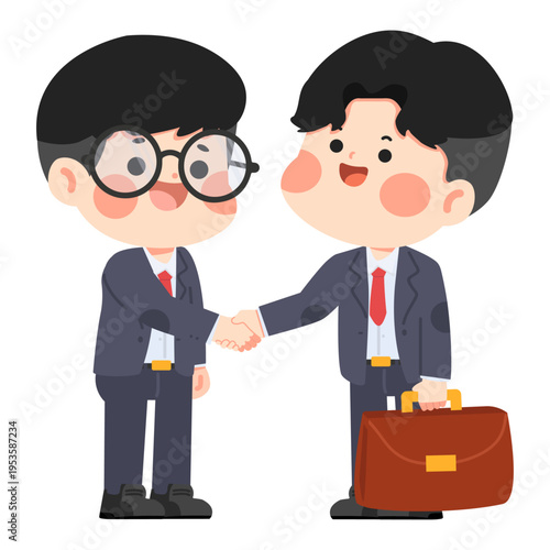Businessmen Shaking Hands with Briefcase