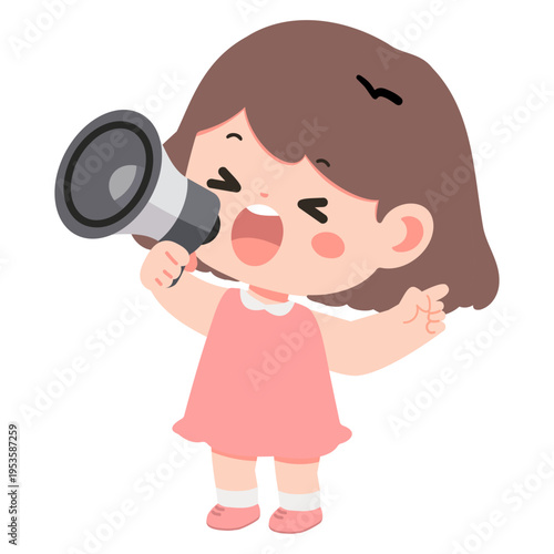Girl Shouting Through Megaphone Communication Concept