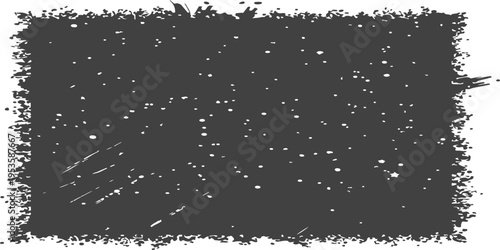 Vintage black and white grunge frame design featuring a dark ink splatter texture with floral silhouette patterns and a dirty paint spray border illustration