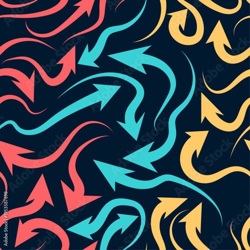 Swirling Arrows artful useful trendy stylish design vector Illustration beautiful colorful background