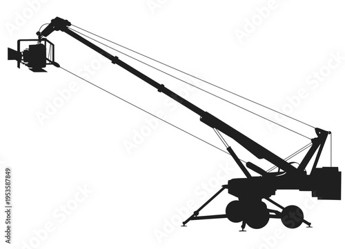 Industrial crane mounted on a mobile platform for heavy lifting operations isolated on white background, Vector, illustration