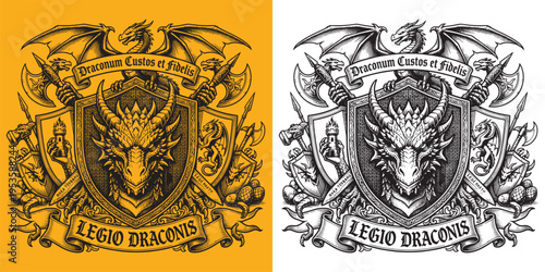 Dragon Head Crest Emblem with Legio Draconis Banner