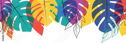 Colorful tropical leaves abstract design