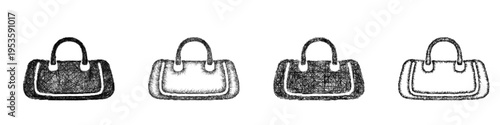 Sketch duffel bag icon design set