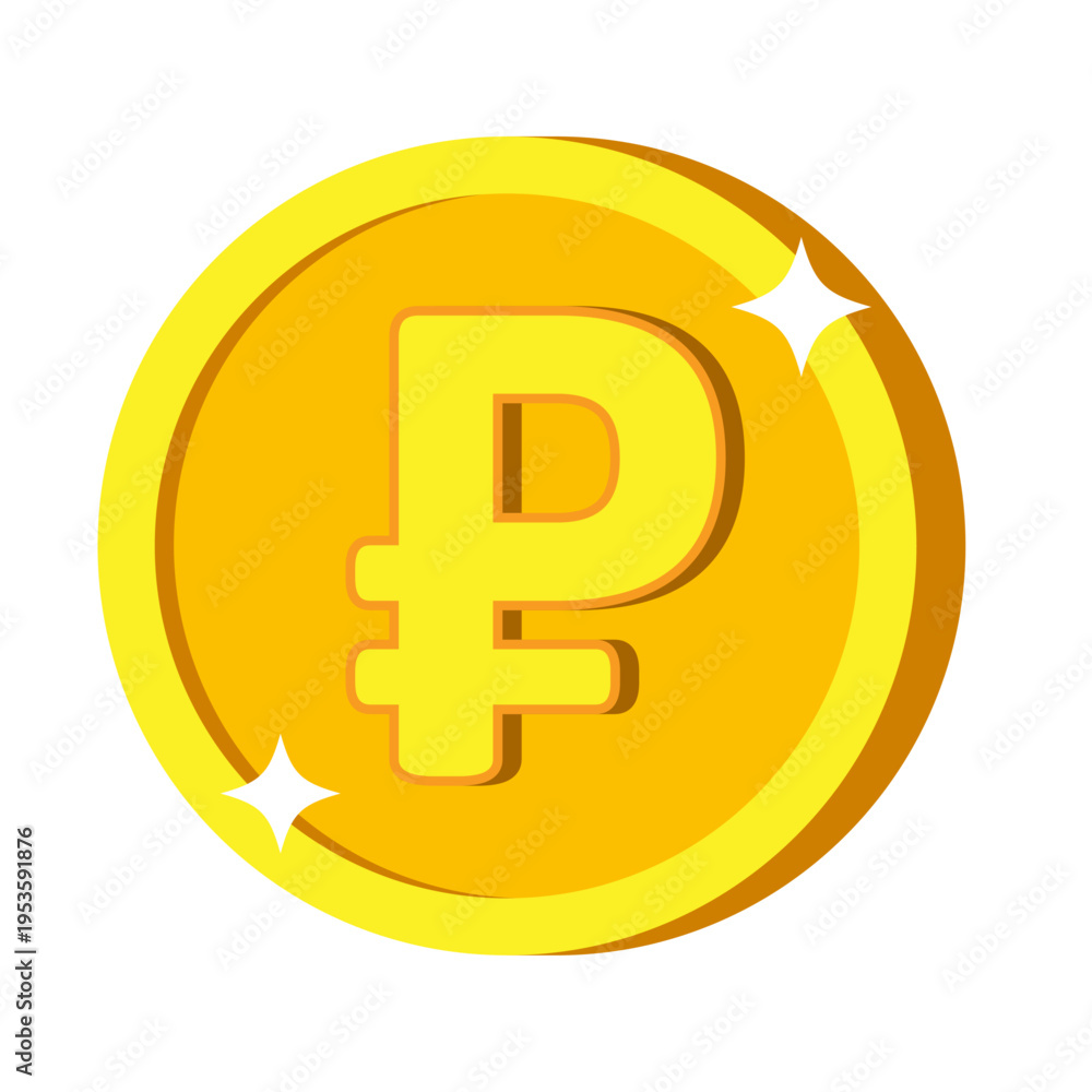 Fototapeta premium Ruble coin icon, Russian currency symbol transparent background png - vector illustration