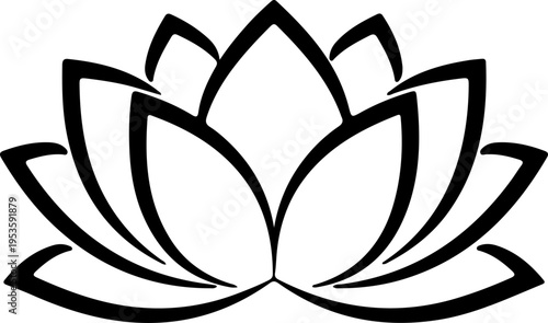Elegant black and white lotus flower illustration symbolizing purity, peace, and spiritual awakening