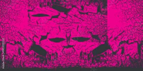 Abstract Hot Pink and Charcoal Textured Cave Painting of Ancient Figures