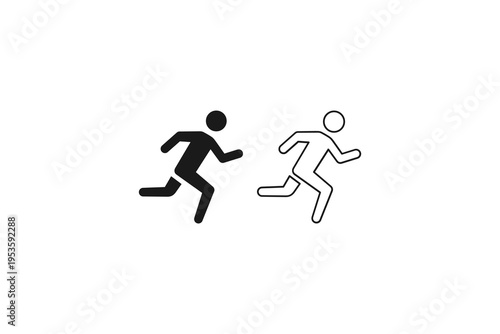 Fast running person or athletic runner icon in solid and thin line style