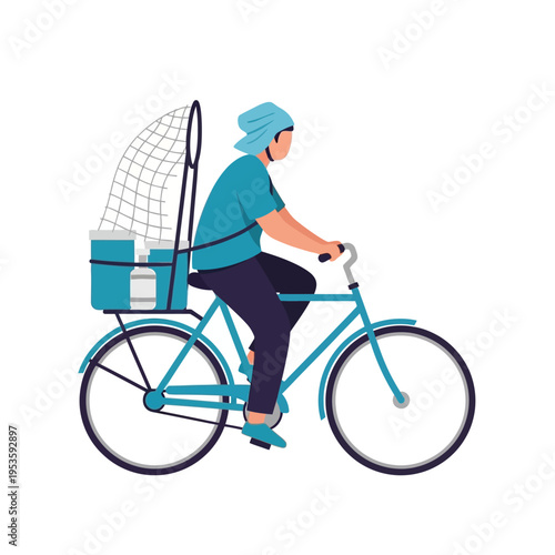 Man on a bicycle with a commercial delivery cargo