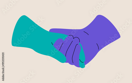 Couples holding hands together. Colorful vector illustration