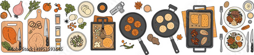 Falafel Cooking Process Infographic with Ingredients Preparation Frying and Serving Steps Traditional Middle Eastern Food Recipe Illustration