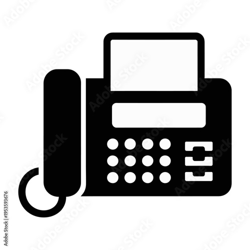 Vector of a fax machine with a telephone handset