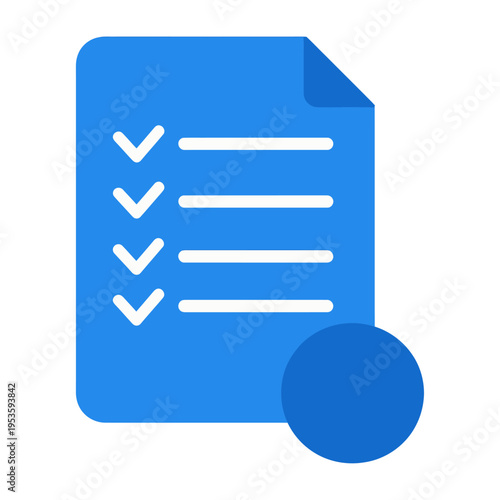 Blue vector of a checklist on a page with an additional button icon