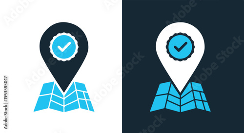 Location confirmation icons - Glyph solid icon - Editable modern style icon - Clipart, sticker - icon set