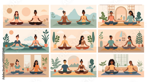 A serene image showcasing a person in a relaxed pose within a clean, modern living space. Ideal for illustrating wellness, mindfulness, or interior de