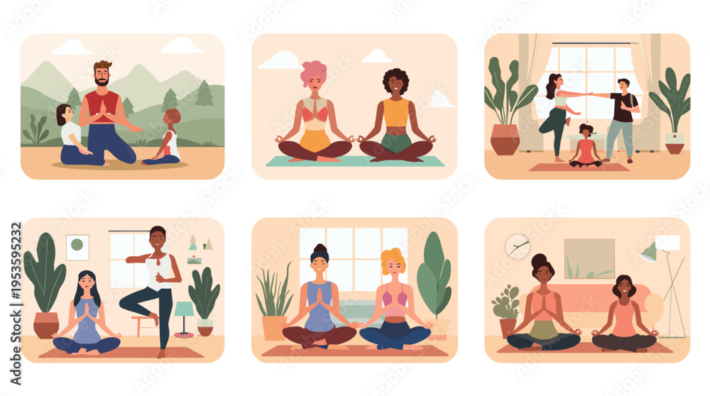 Fototapeta premium A serene illustration of a woman caring for a potted plant, evoking a sense of peacefulness and mindful living. Ideal for lifestyle blogs, wellness co