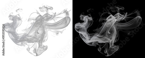 Εκτύπωση καμβά Dynamic white smoke explosion shapes for transparent background mask