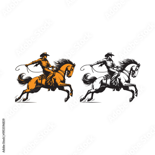 A minimalist black and white circular logo featuring a profile silhouette of a hunting dog head