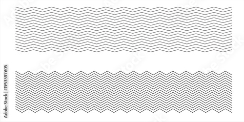 Waves line set. Wave ornament pattern. Set of wavy zigzag lines. Wave thin line background. Vector zigzag and wavy horizontal underline. Vector