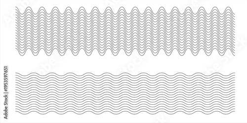 Waves line set. Wave ornament pattern. Set of wavy zigzag lines. Wave thin line background. Vector zigzag and wavy horizontal underline. Vector